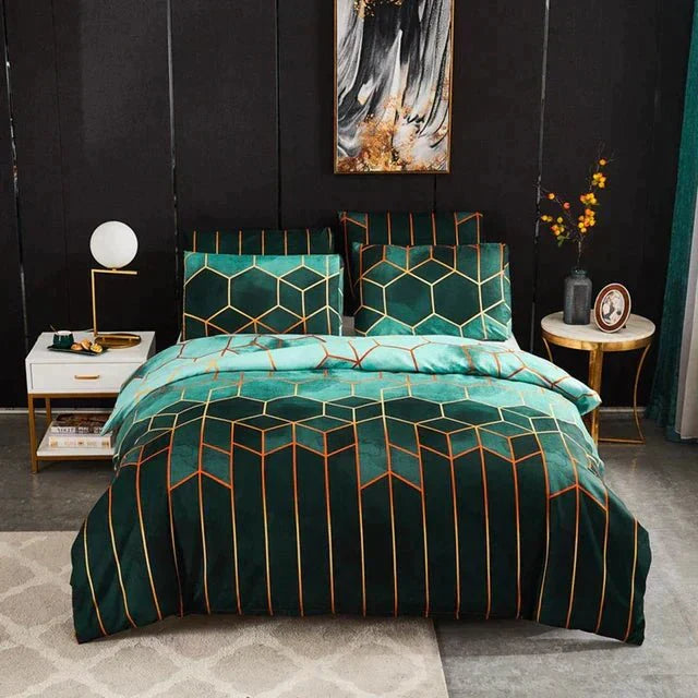 Geometric Duvet Cover with Matching Pillowcases
