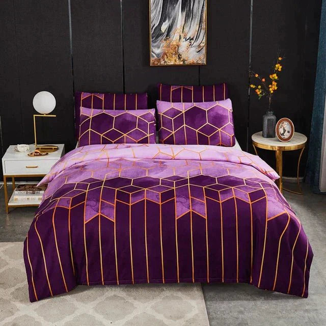 Geometric Duvet Cover with Matching Pillowcases