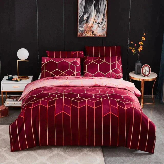 Geometric Duvet Cover with Matching Pillowcases