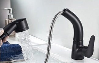 Modern Pull-Out Bathroom Faucet Brass