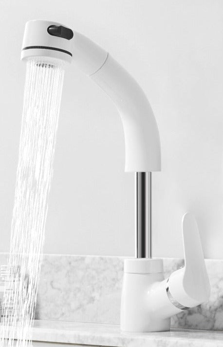 Modern Pull-Out Bathroom Faucet Brass