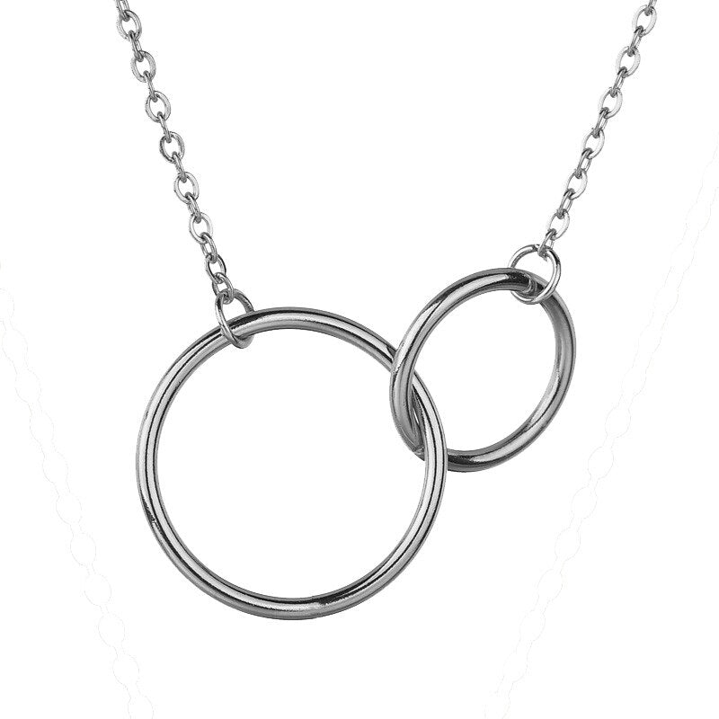 Double Ring Necklace Minimalist Everyday Jewelry