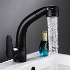 Modern Pull-Out Bathroom Faucet Brass