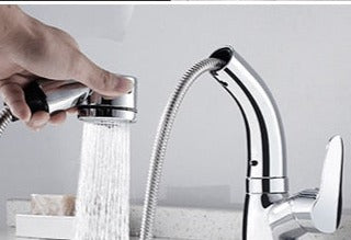 Modern Pull-Out Bathroom Faucet Brass