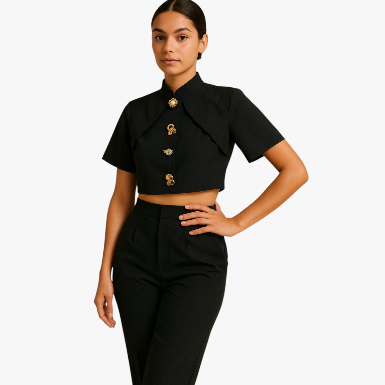 Metallic Crop Shirt