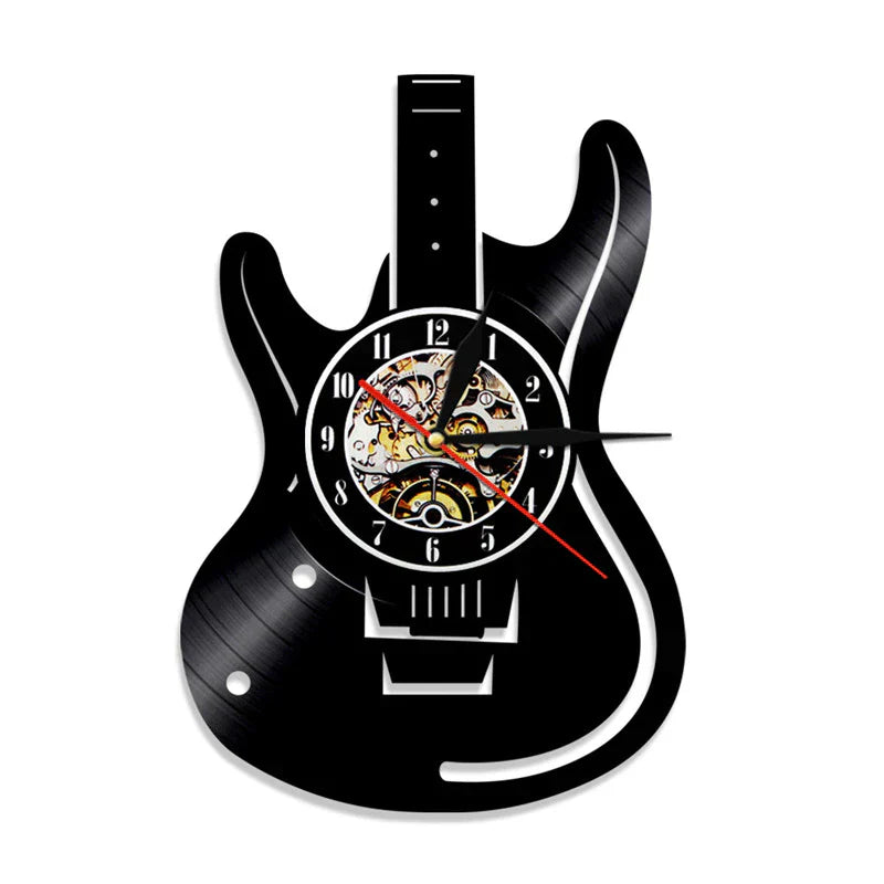 Guitar-Shaped Decorative Wall Clock