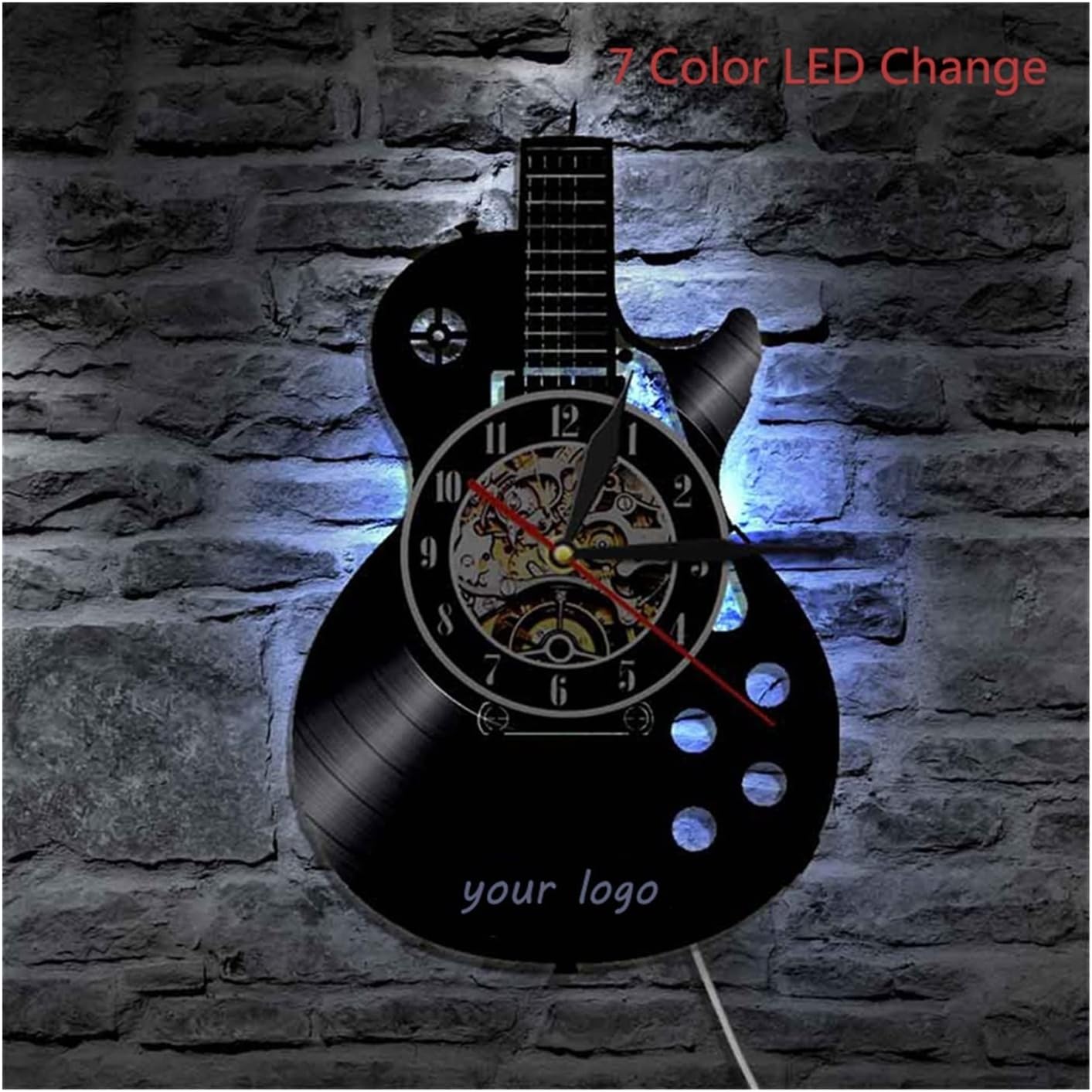 Guitar-Shaped Decorative Wall Clock