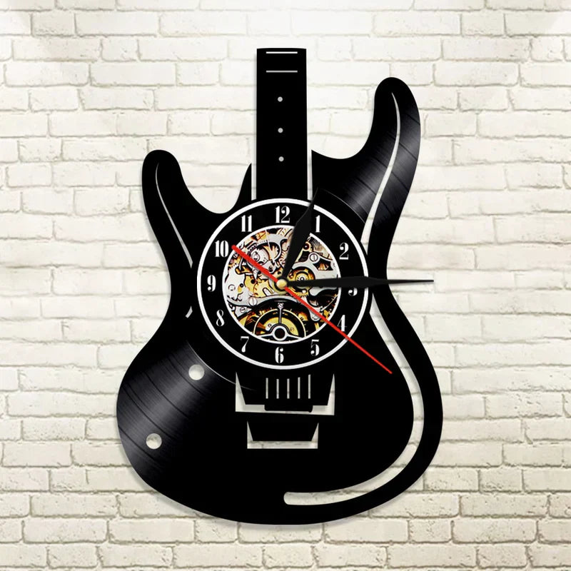 Guitar-Shaped Decorative Wall Clock