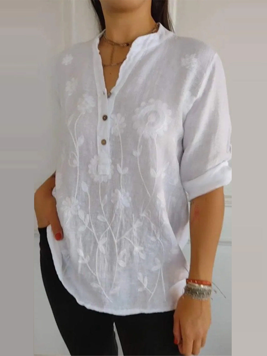 Women’s Tunic Blouse Embroidered Floral Design