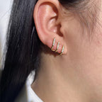 Three-Prong Stud Earrings with Stone