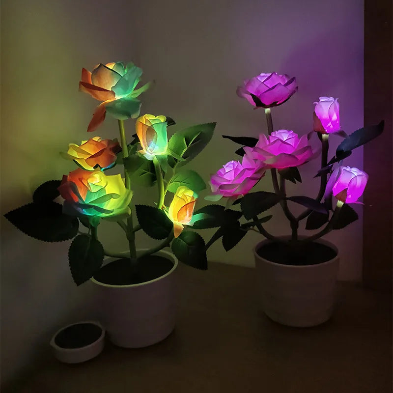 Solar Flower Table Lamp with Lithium Battery