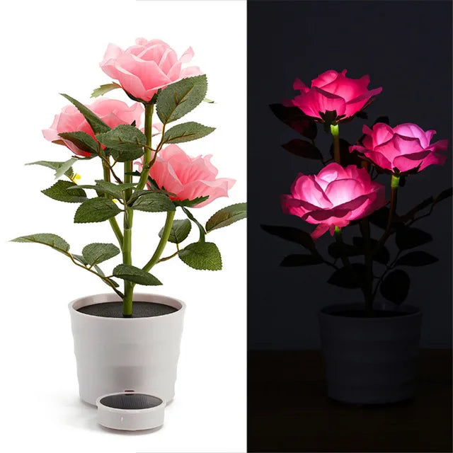 Solar Flower Table Lamp with Lithium Battery