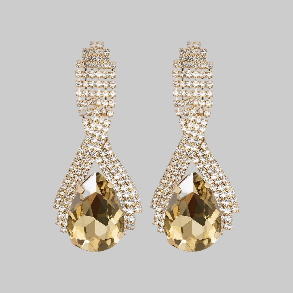 Crystal Stud Earrings With Decorative Stones