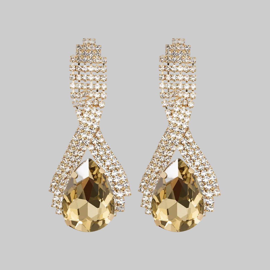 Crystal Stud Earrings With Decorative Stones