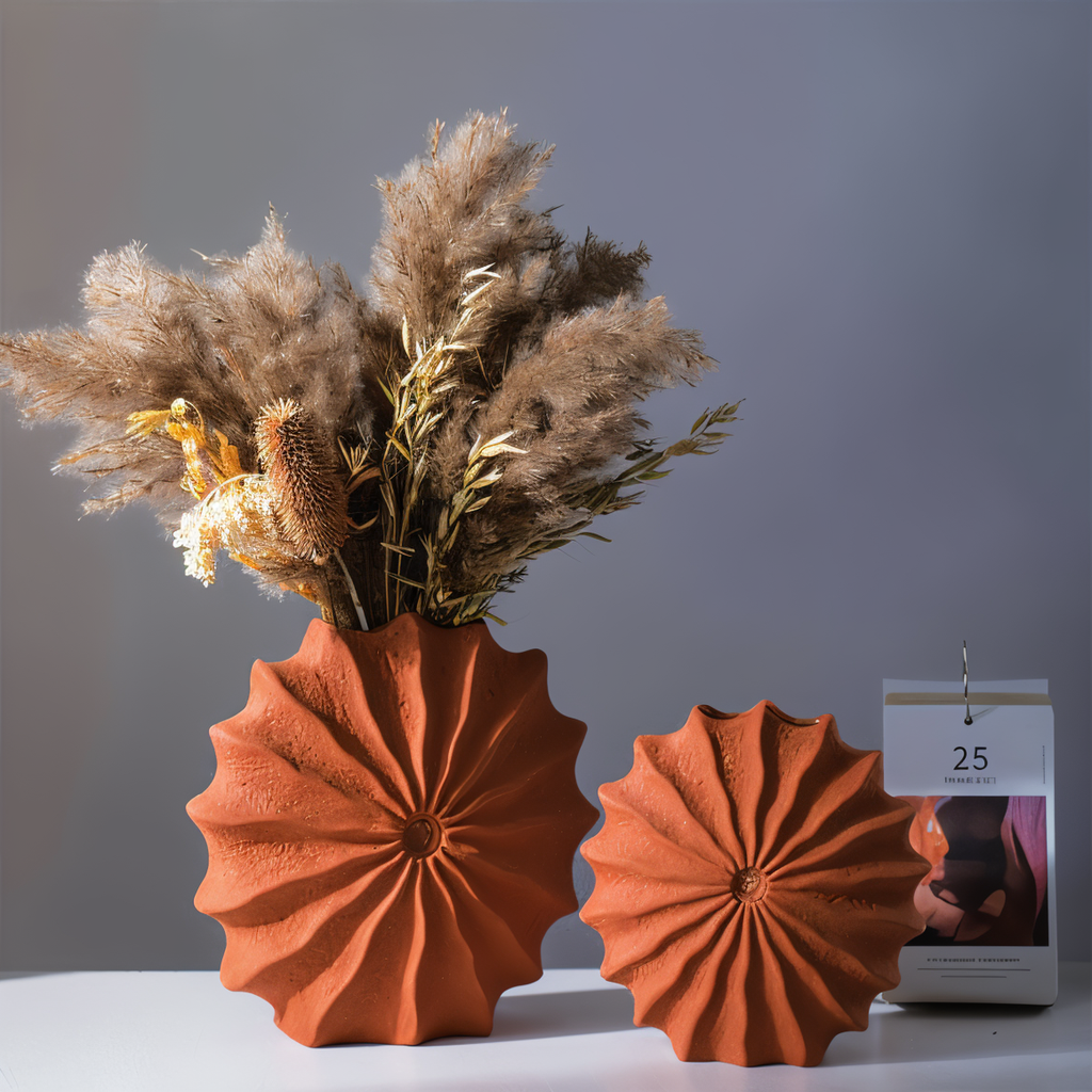 Pleated Ceramic Decorative Vase