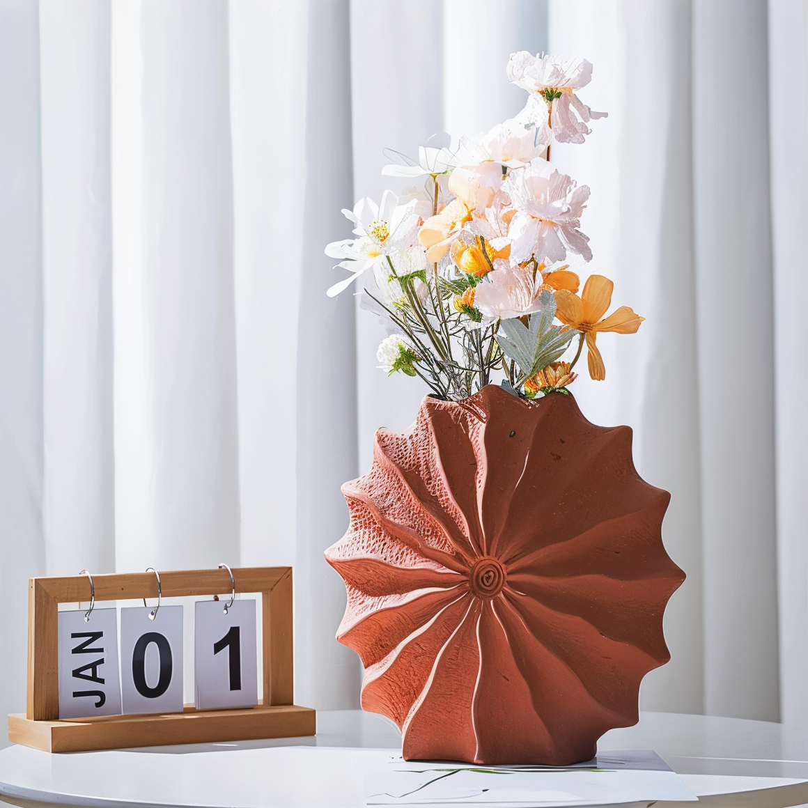 Pleated Ceramic Decorative Vase