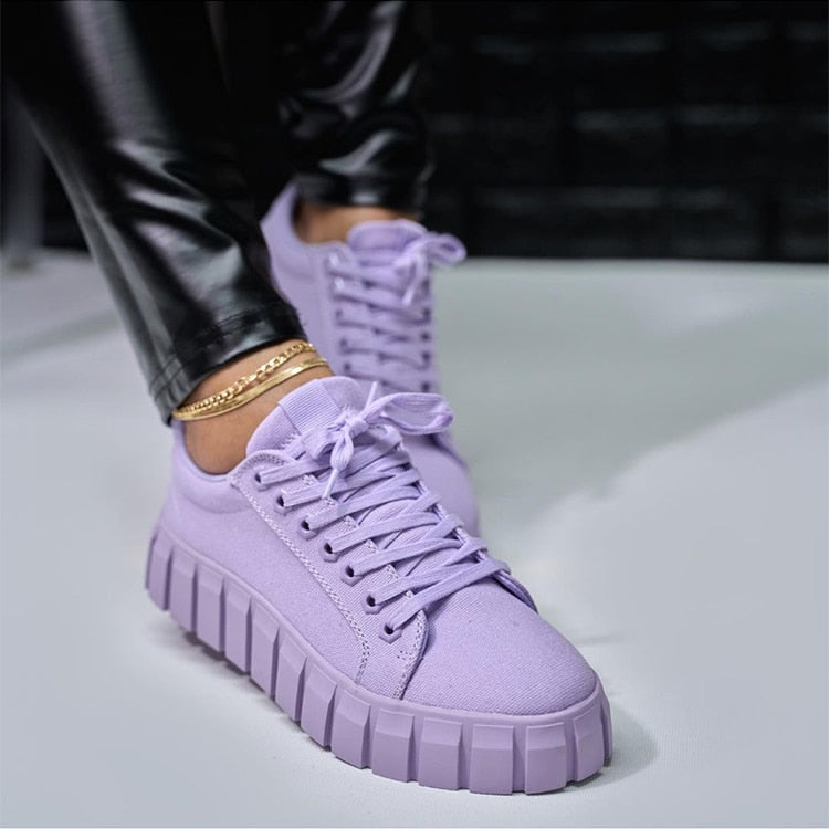Chunky Platform Sneakers Lace Up Street Style