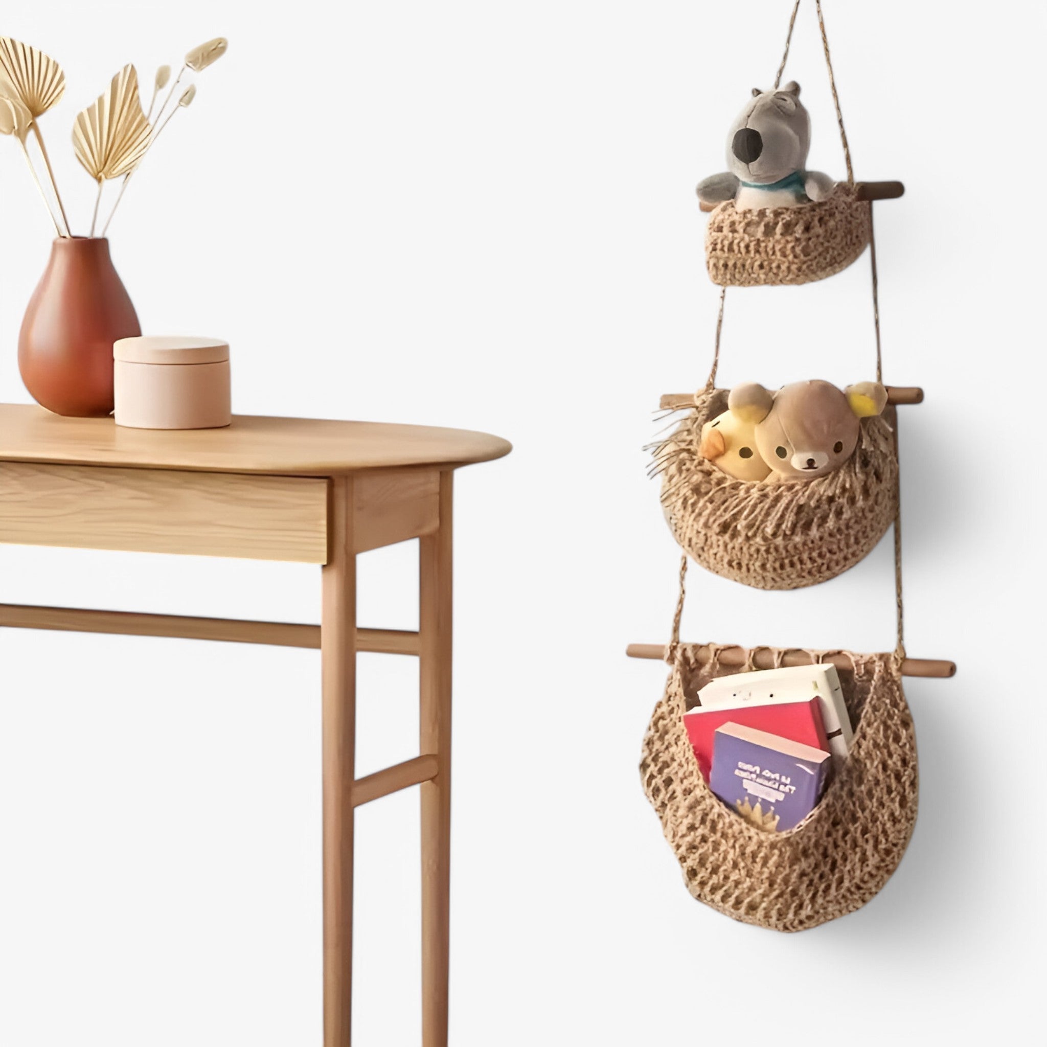 3-Tier Hanging Jute Fruit Basket