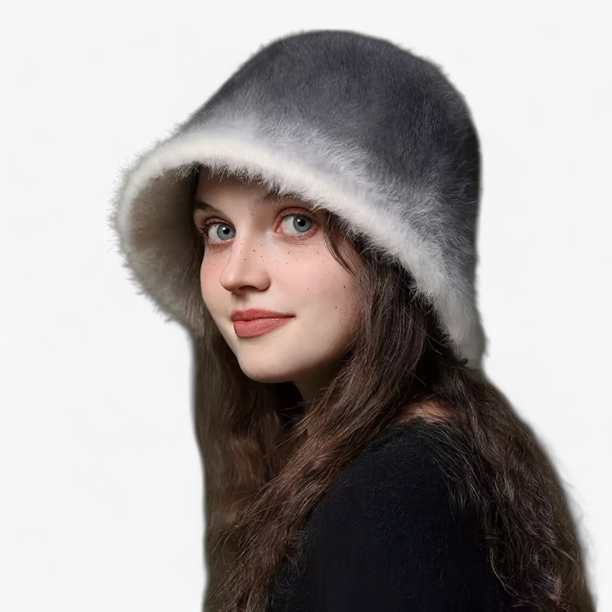 Rabbit-Fur Bucket Hat for Cold Weather