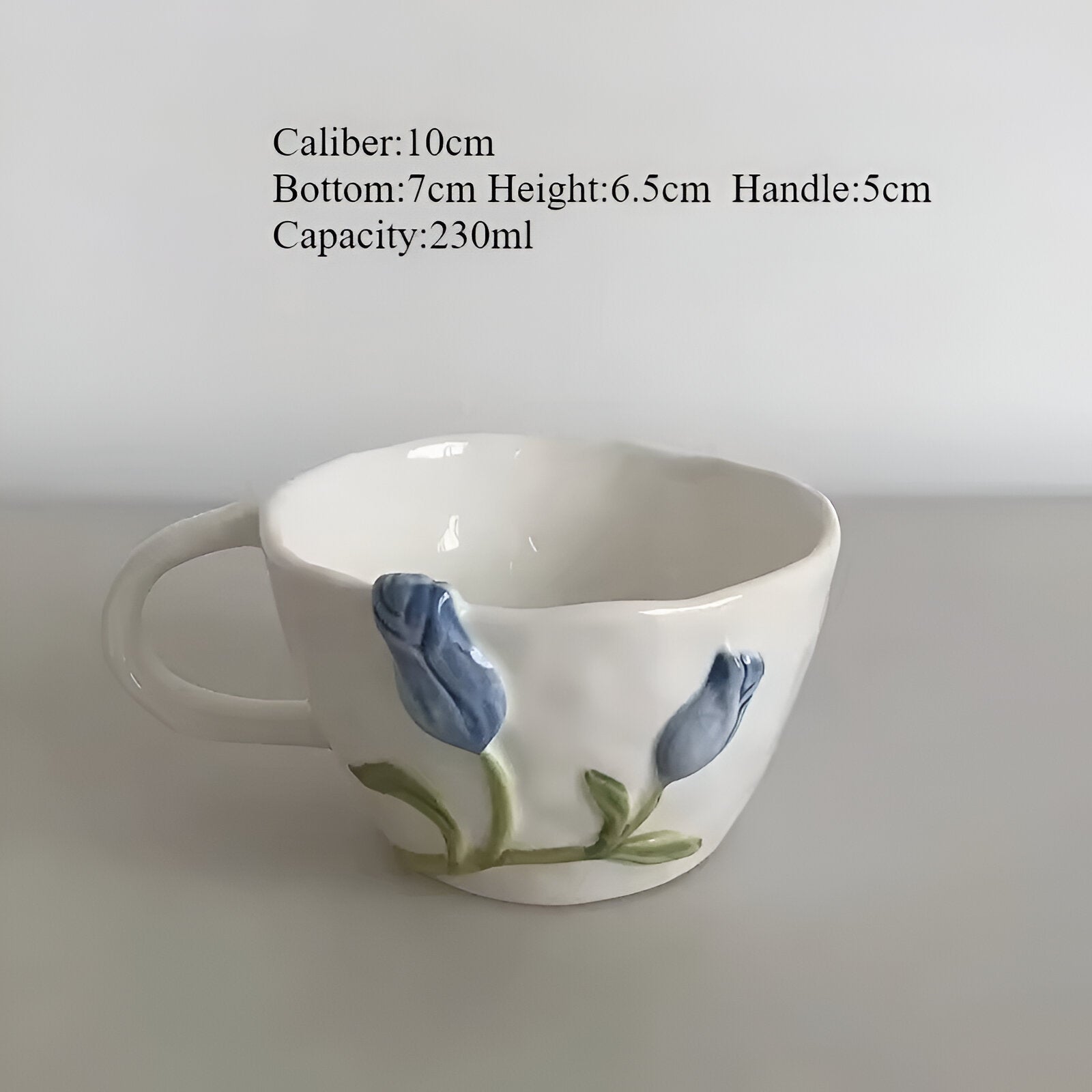 Tulip-Shaped Ceramic Coffee Cup with Saucer