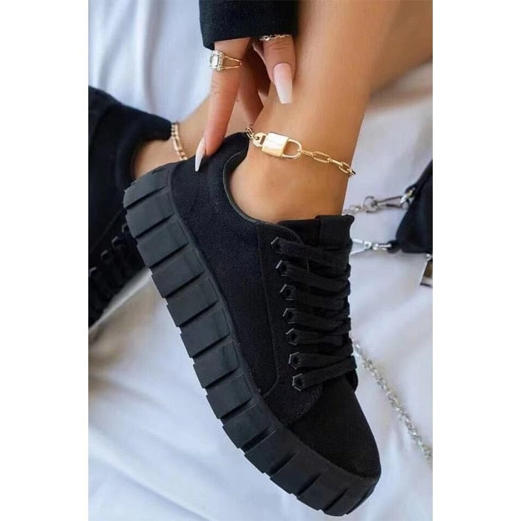 Chunky Platform Sneakers Lace Up Street Style
