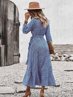 Floral V-Neck Midi Summer Dress