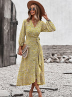 Floral V-Neck Midi Summer Dress