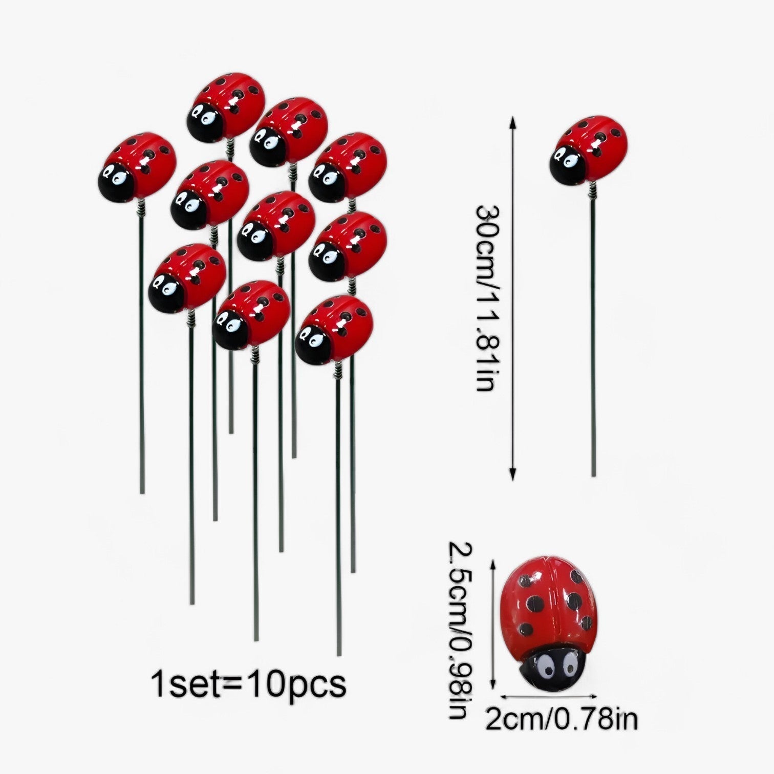 Ladybug Garden Stakes Set