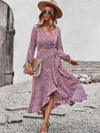 Floral V-Neck Midi Summer Dress