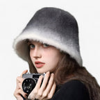 Rabbit-Fur Bucket Hat for Cold Weather