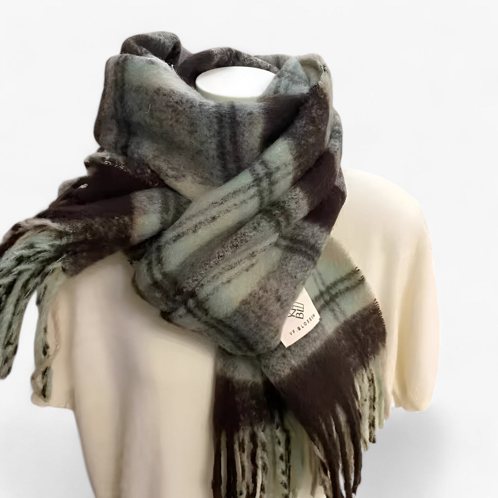 Soft Mohair Checked Shawl