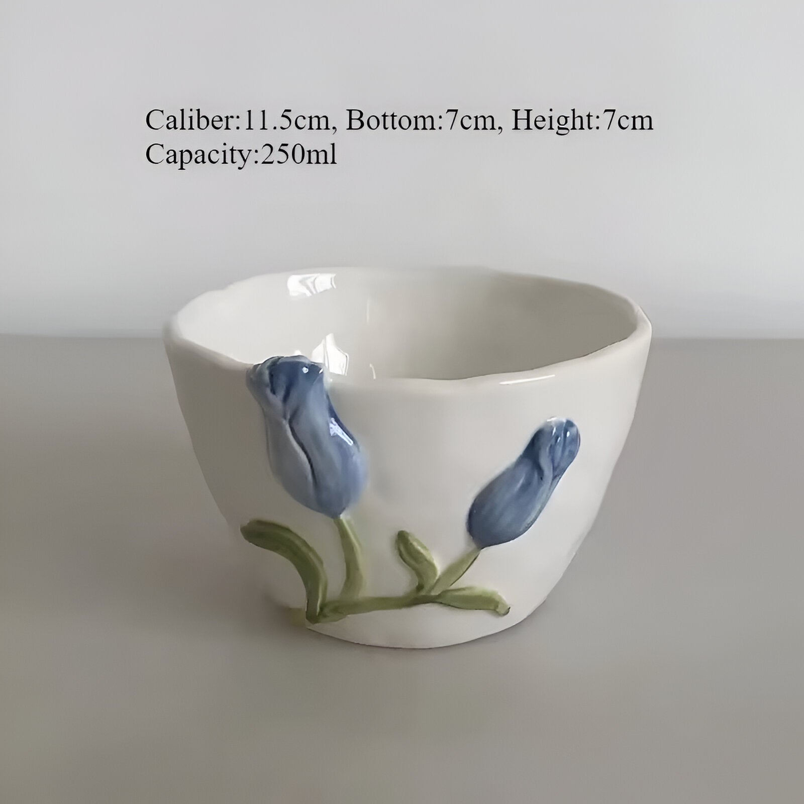 Tulip-Shaped Ceramic Coffee Cup with Saucer