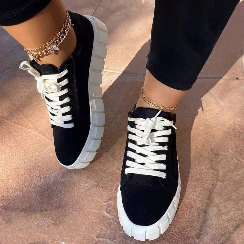 Chunky Platform Sneakers Lace Up Street Style