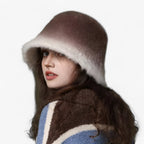 Rabbit-Fur Bucket Hat for Cold Weather
