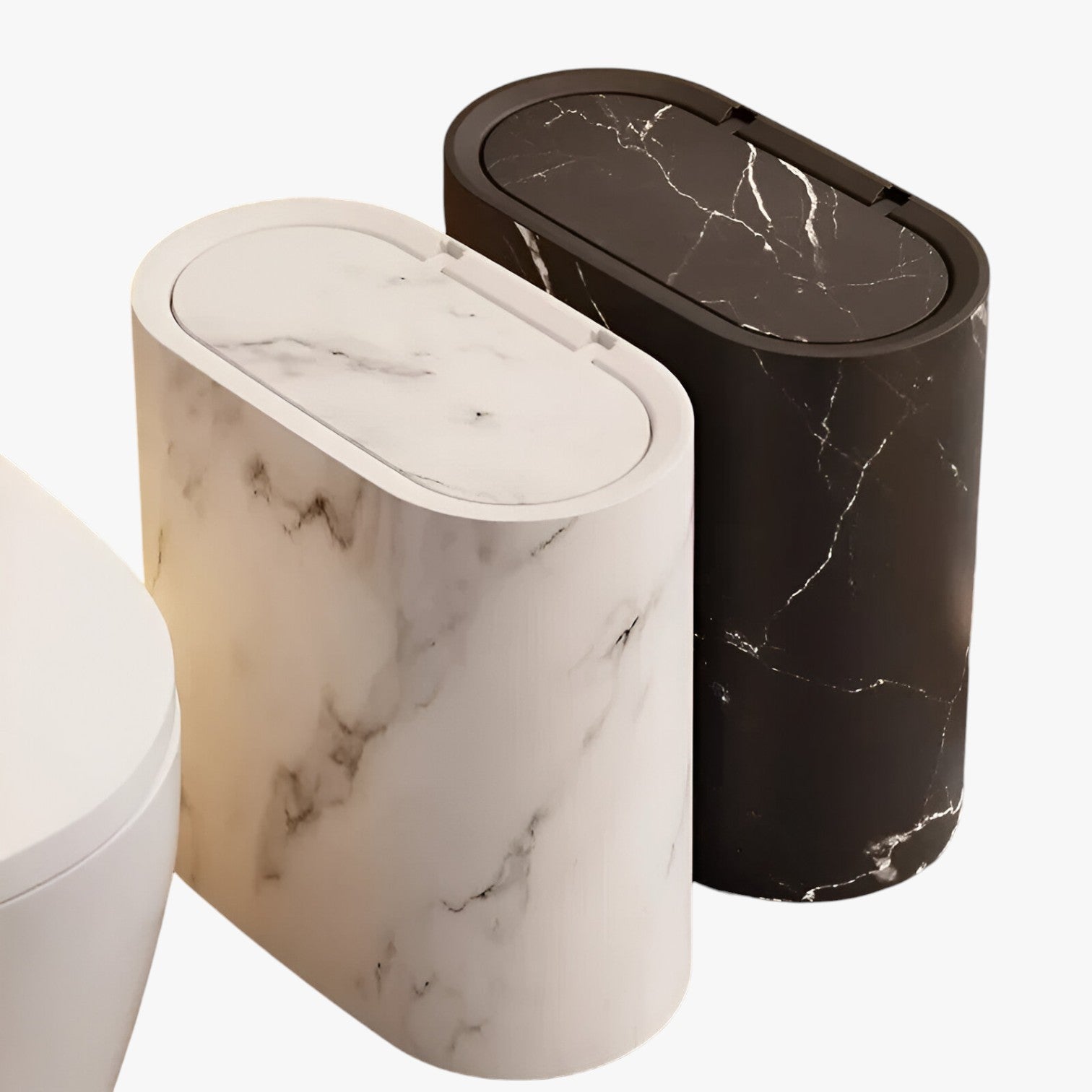 Slim Trash Bin with Marble Finish