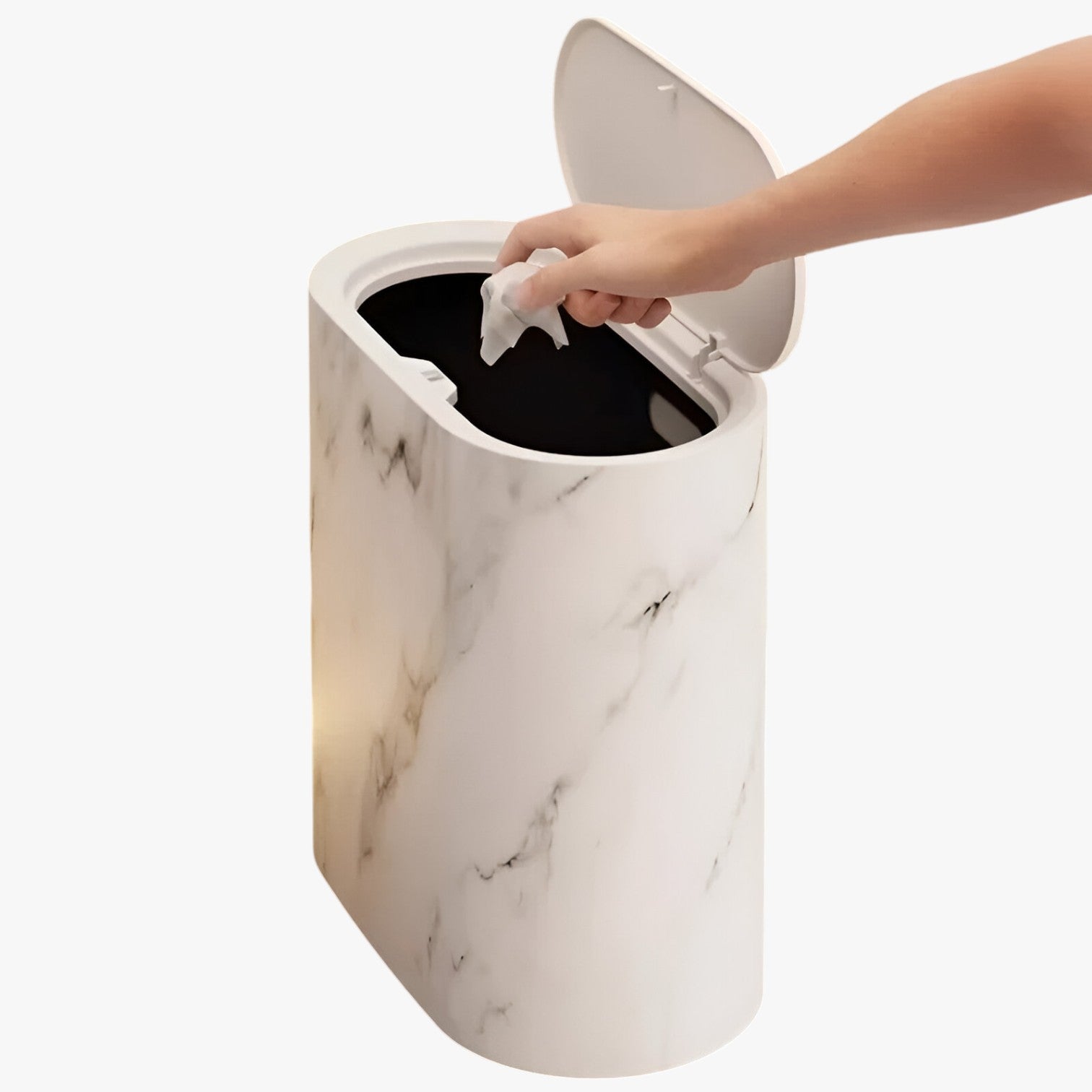 Slim Trash Bin with Marble Finish