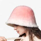 Rabbit-Fur Bucket Hat for Cold Weather
