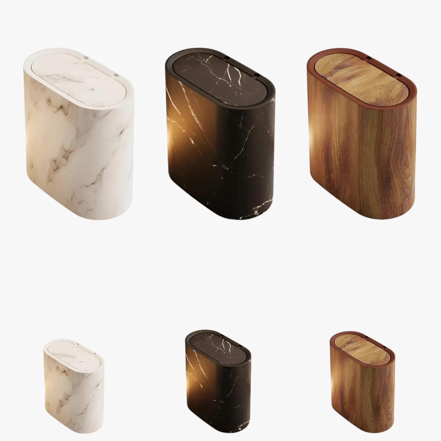 Slim Trash Bin with Marble Finish