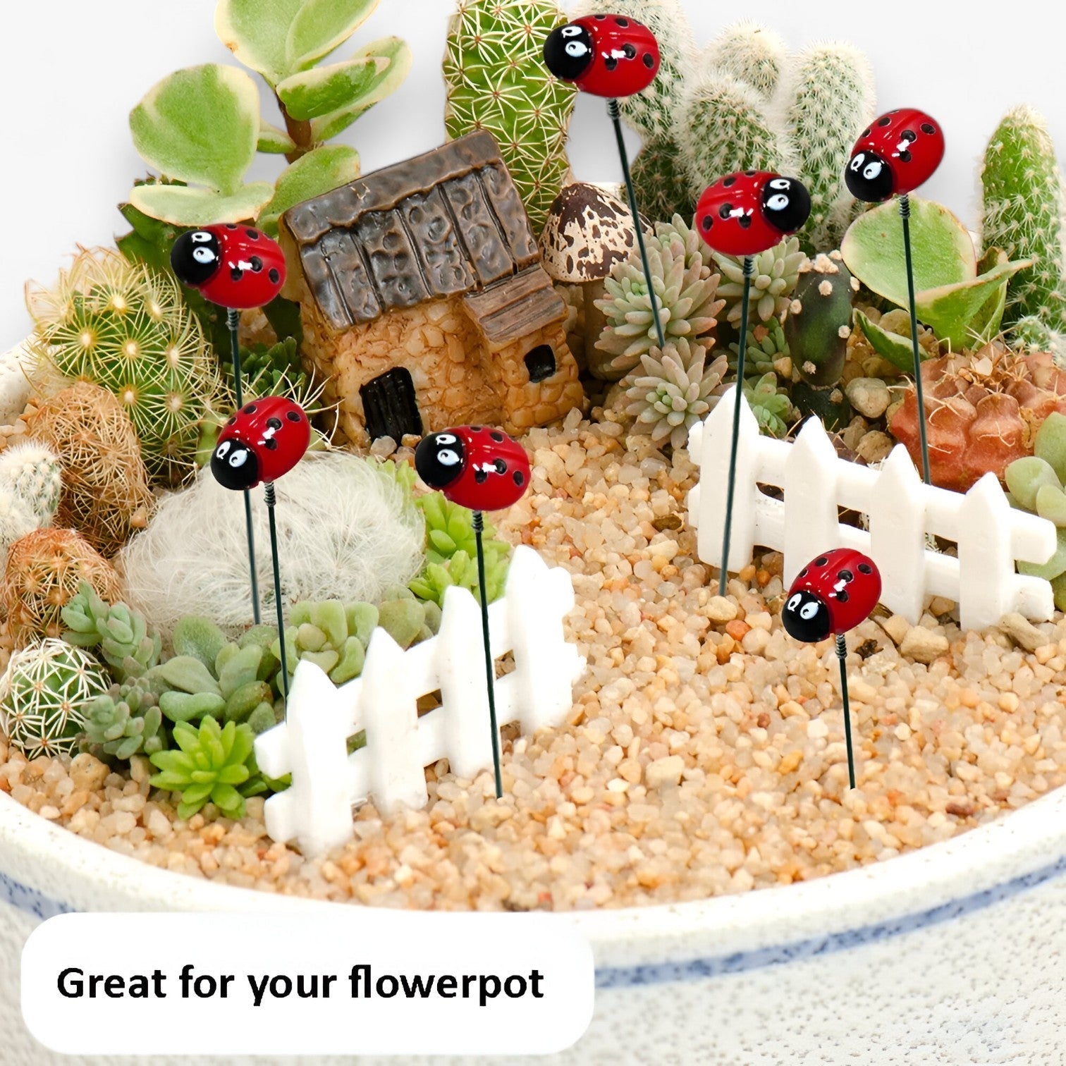 Ladybug Garden Stakes Set