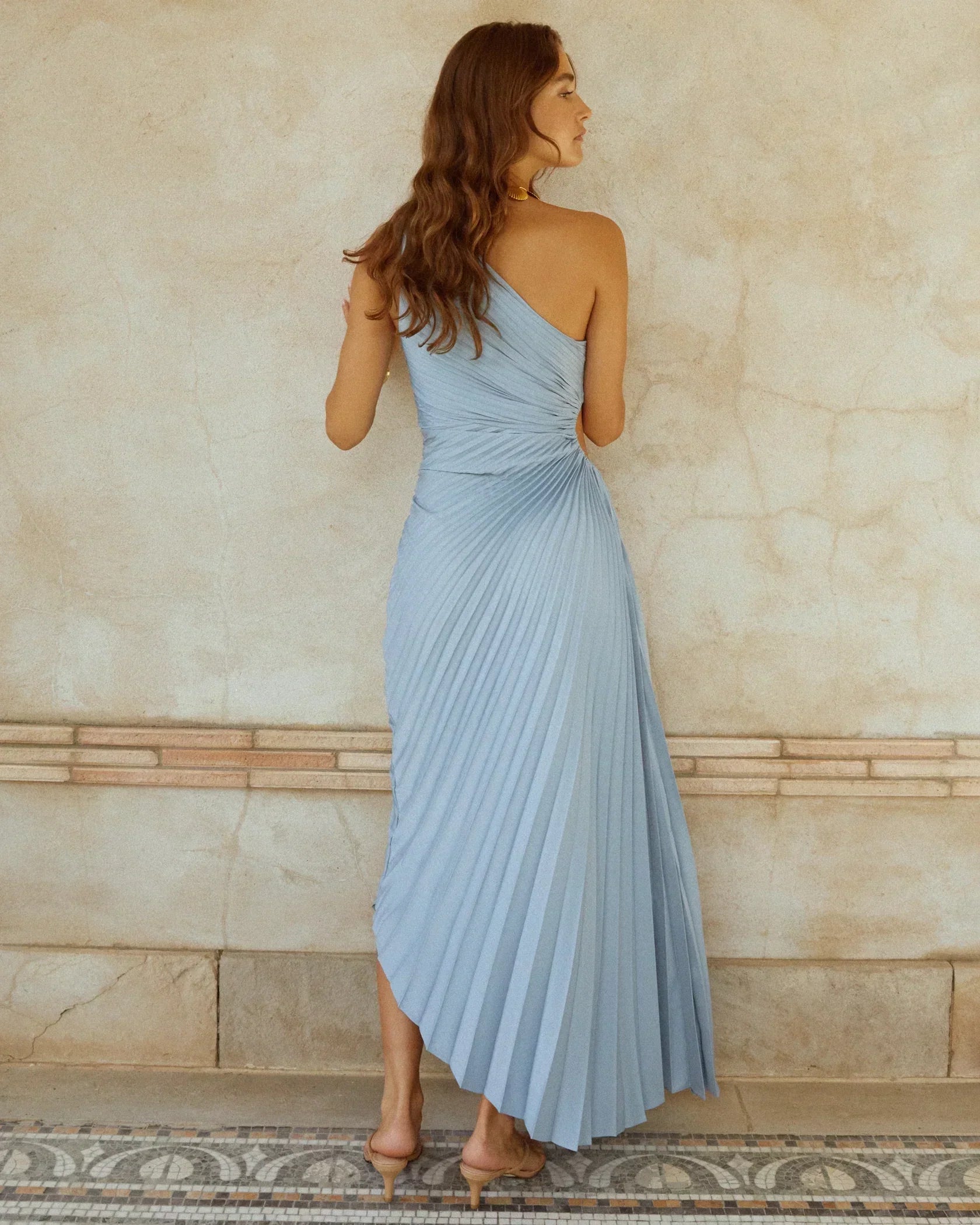 One Shoulder Satin Evening Dress