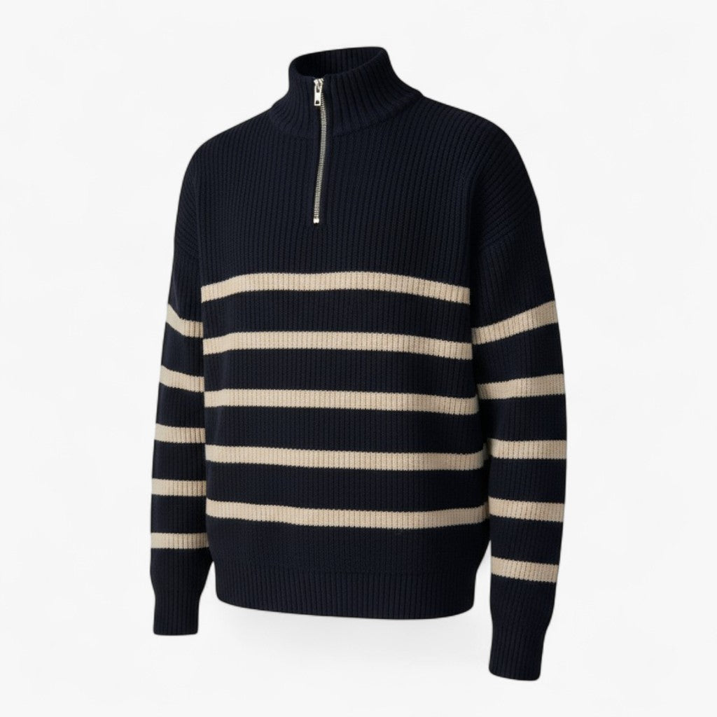 Men’s Half-Zip Striped Sweater