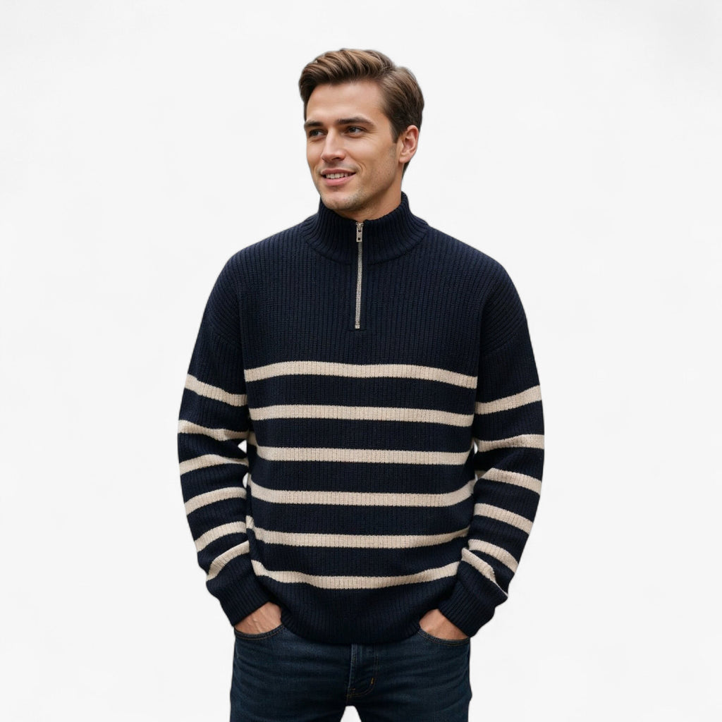 Men’s Half-Zip Striped Sweater