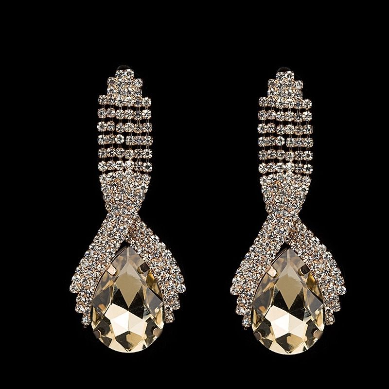 Crystal Stud Earrings With Decorative Stones