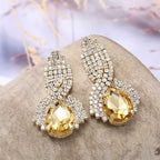 Crystal Stud Earrings With Decorative Stones