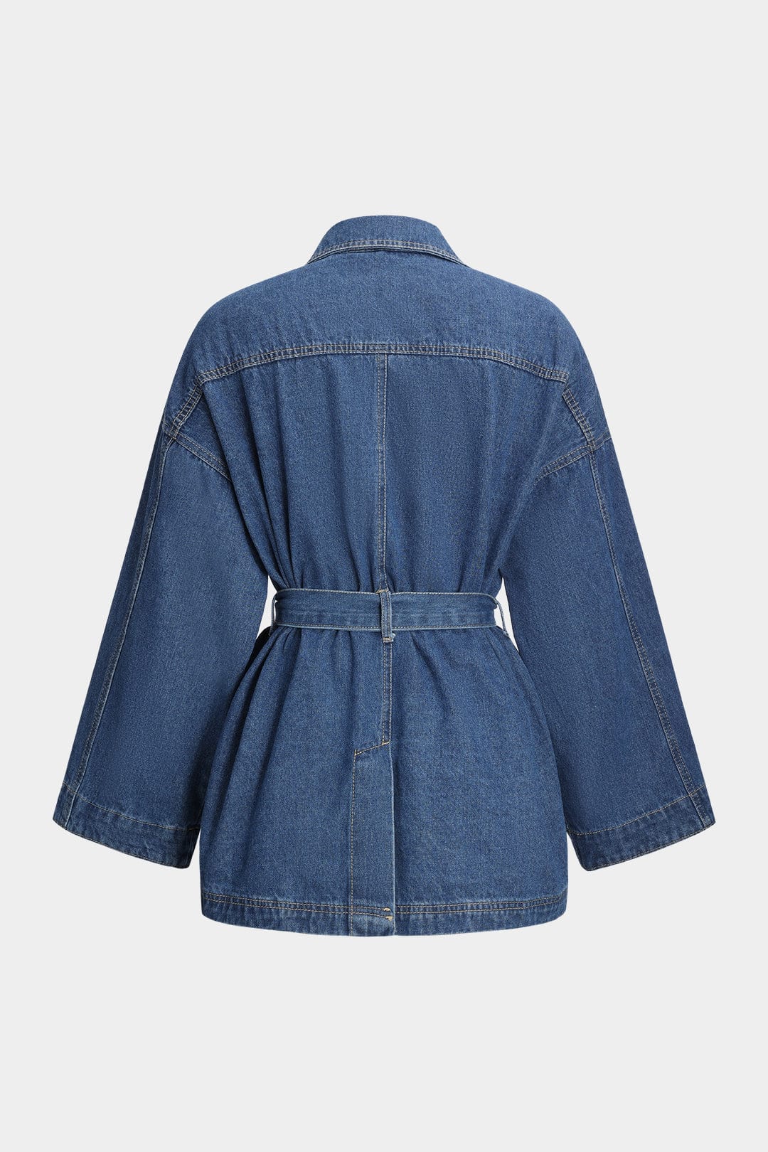 Women’s Denim Jacket Button Front With Waist Belt