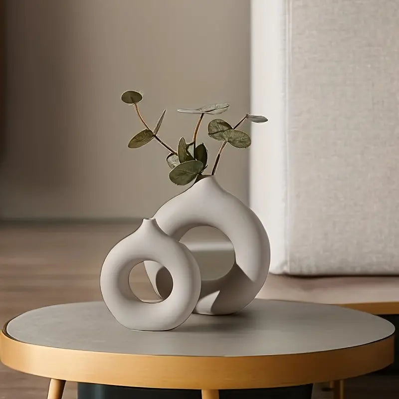 ZenVase Modern Donut Shaped Ceramic Vase