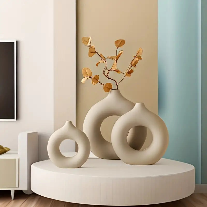 ZenVase Modern Donut Shaped Ceramic Vase