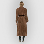 Long Trench Coat Double Breasted Belted