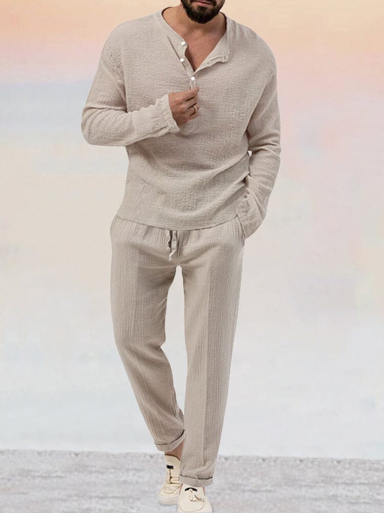 Men Linen Summer Set Lightweight Fit