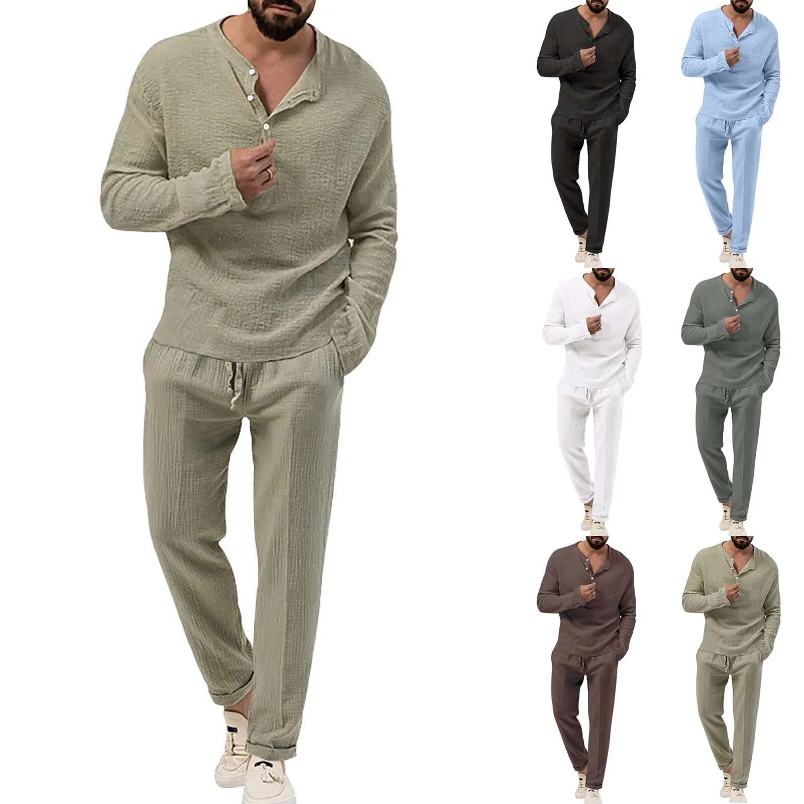 Men Linen Summer Set Lightweight Fit